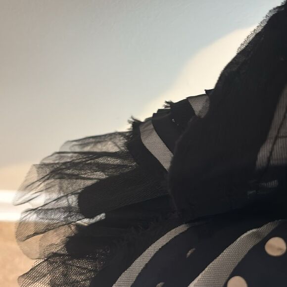 BCBGMAXAZRIA Womens Black Silk Polka Dot Layered Sleeveless Shift Dress Size 10 - Picture 8 of 8